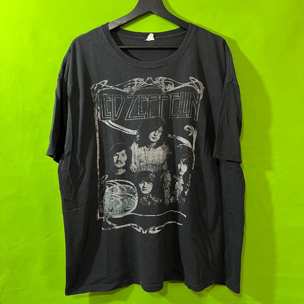 Led Zeppelin Graphic T-Shirt Anvil Black Band Tee Mens 2XL Vintage Style Rock